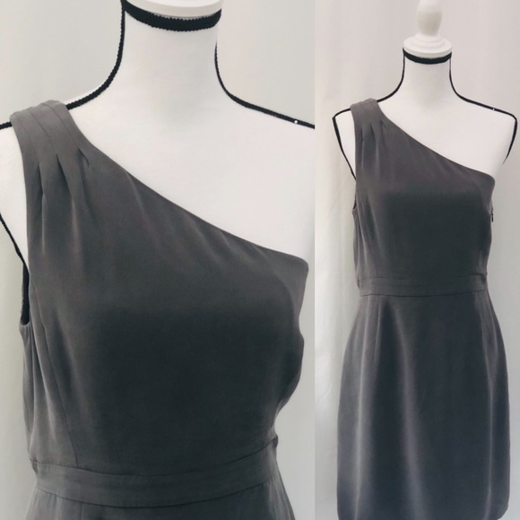 J.Crew silk one shoulder gray dress 10 - Picture 3 of 8